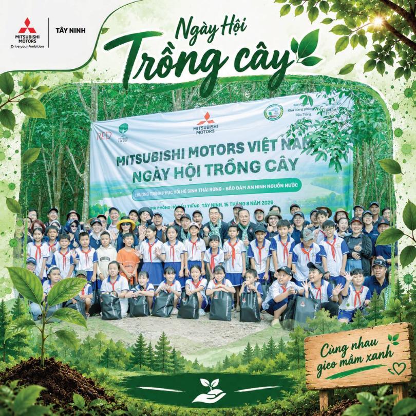 Đại diện Mitsubishi Tây Ninh cùng các đơn vị tham gia Ngày hội trồng rừng 2026.