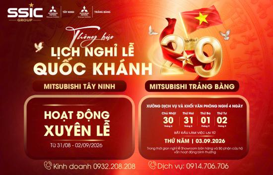THÔNG BÁO LỊCH LÀM VIỆC LỄ QUỐC KHÁNH 2/9