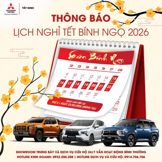 THÔNG BÁO LỊCH NGHỈ TẾT NGUYÊN ĐÁN BÍNH NGỌ 2026